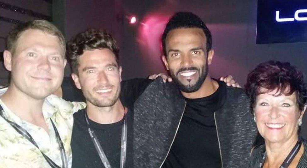 Ben Kouijzer with Craig David (both centre), flanked by the music agent's brother Christiaan and mother Jean