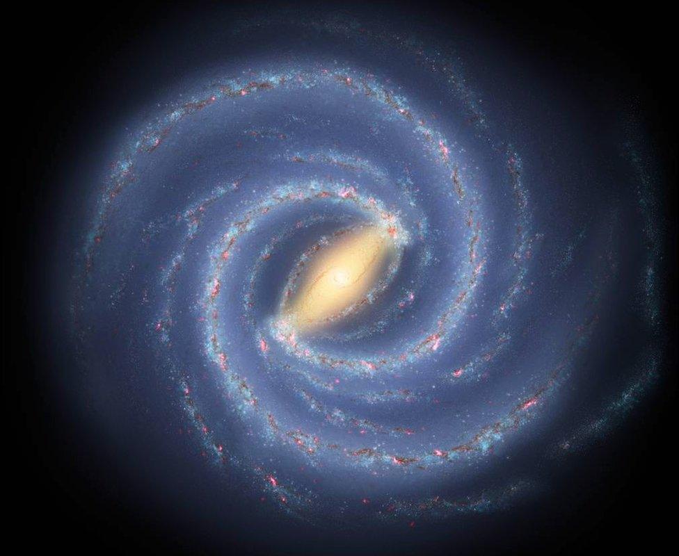 An artist's concept of our Galaxy, created using astronomical data