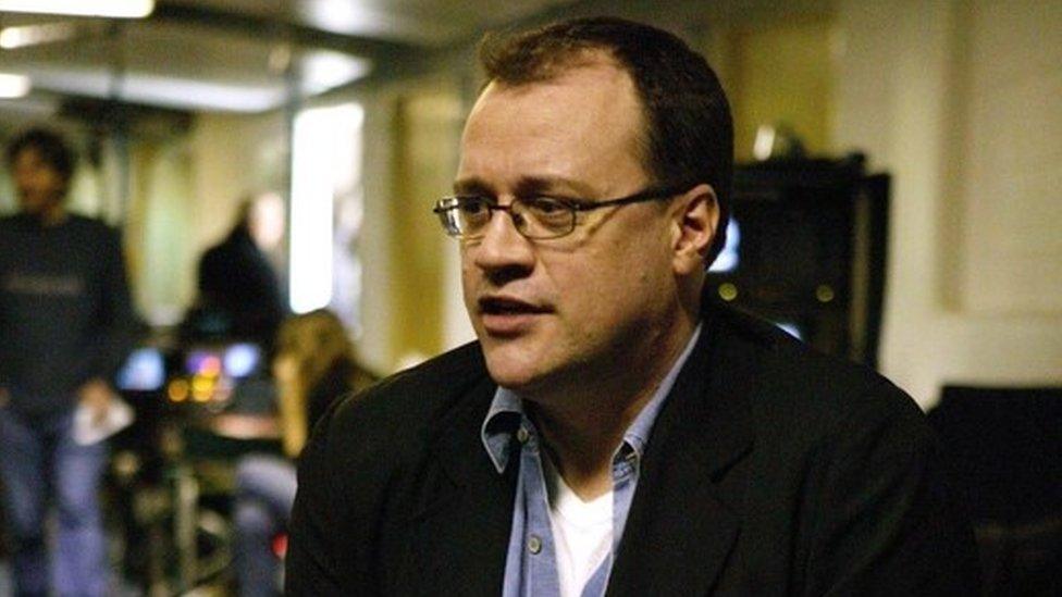 Russell T Davies on the set of series four of Dr Who in 2008