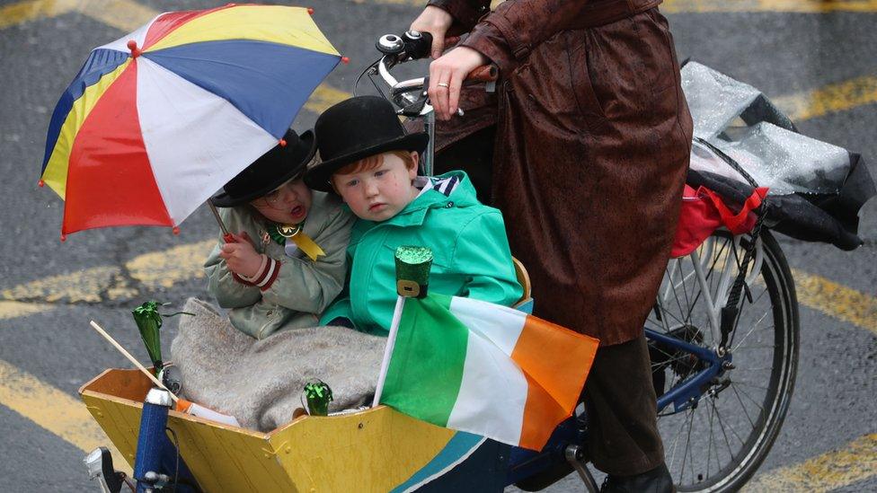 Keeping warm and dry was the main concern for some at the Dublin parade