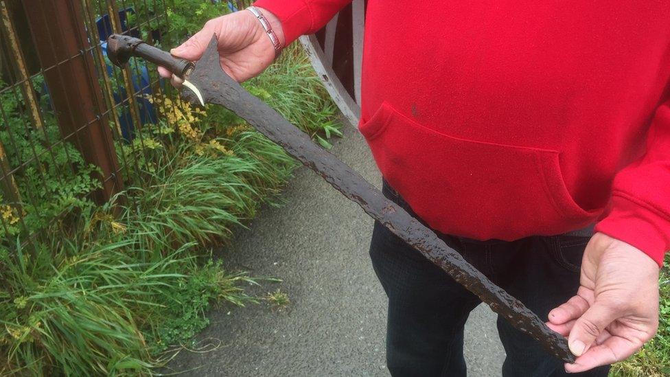 Andrew Davies with the sword