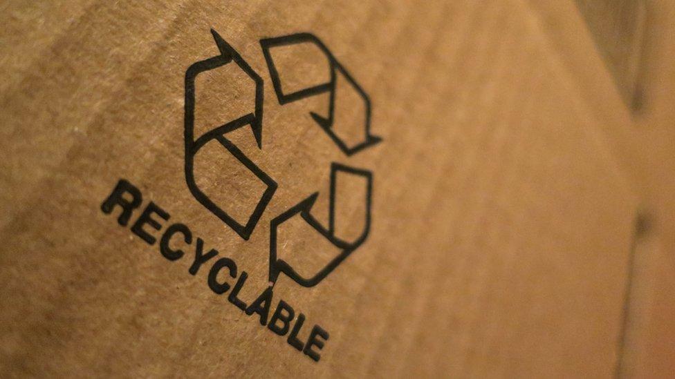 Recyclable sign on cardboard