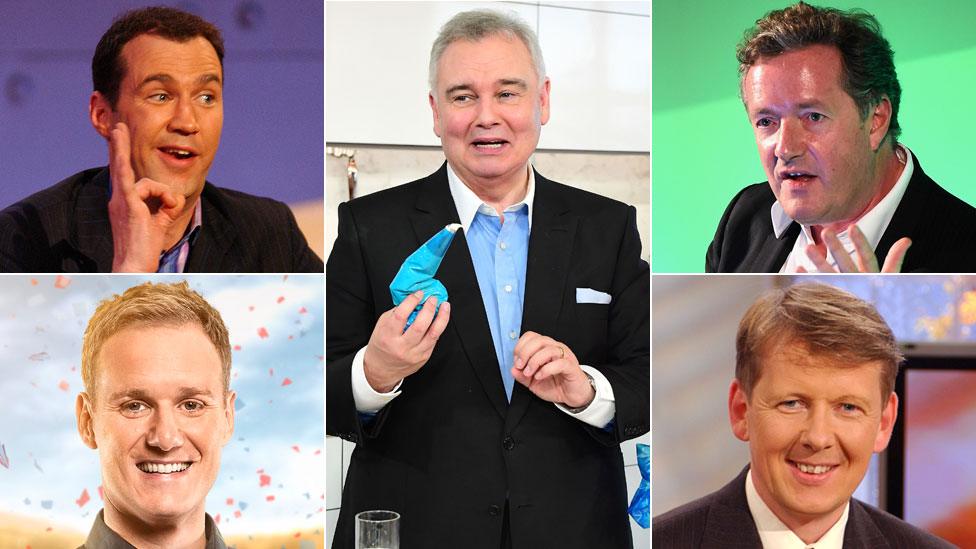 Clockwise from top left: Johnny Vaughan, Eamonn Holmes, Piers Morgan, Bill Turnbull, Dan Walker