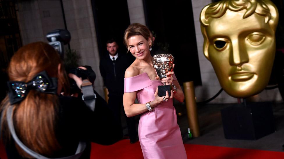 Renee Zellweger with her Bafta for Judy