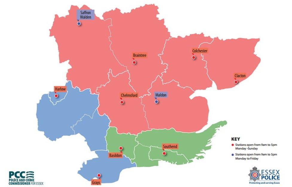 Essex Police stations map