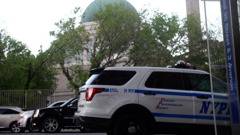 NYPD car outside mosque