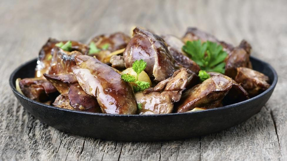 Plate of cooked liver