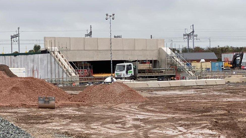 Engineeering work underway to install a huge new concrete railway bridge in north Bristol