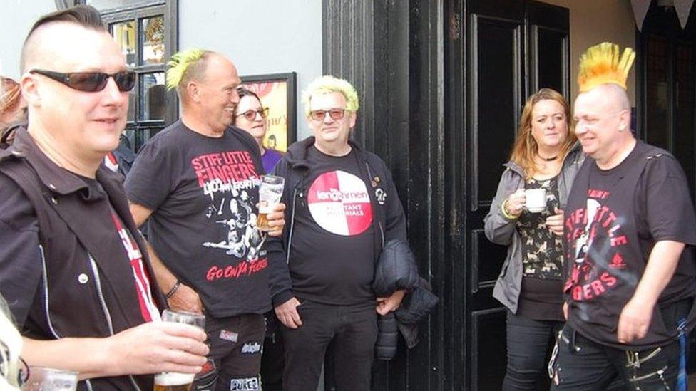 punks outside bar in Bangor