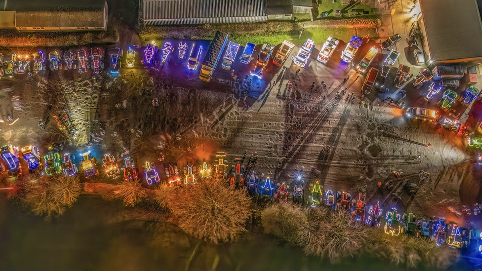 Ariel photo of Suffolk Tractor Light Parade