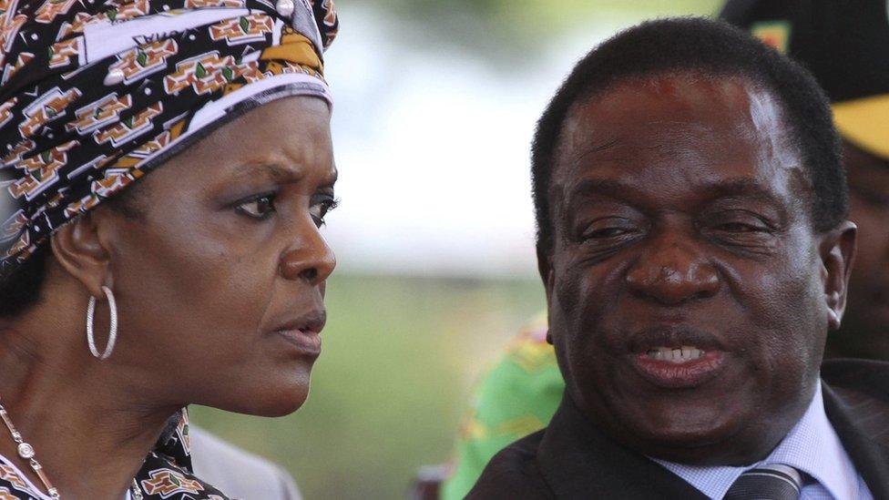 President Robert Mugabe's wife Grace Mugabe and vice-President Emmerson Mnangagwa attend a gathering of the Zanu-PF party's top decision making body, the Politburo, in the capital Harare, Zimbabwe, February 10, 2016