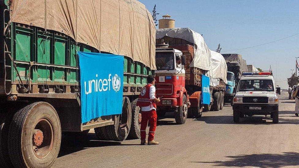 The Syrian Red Crescent en route to Urum al-Kubra on Monday September 19, 2016