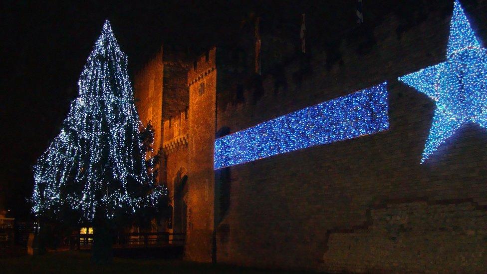 The tree is usually placed outside Cardiff Castle, like this one previously