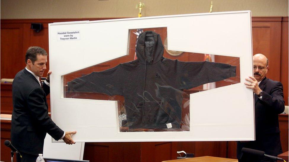 Trayvon Martin's hooded sweatshirt shown at trial