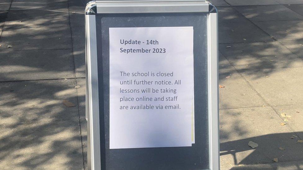 Notice at school gate