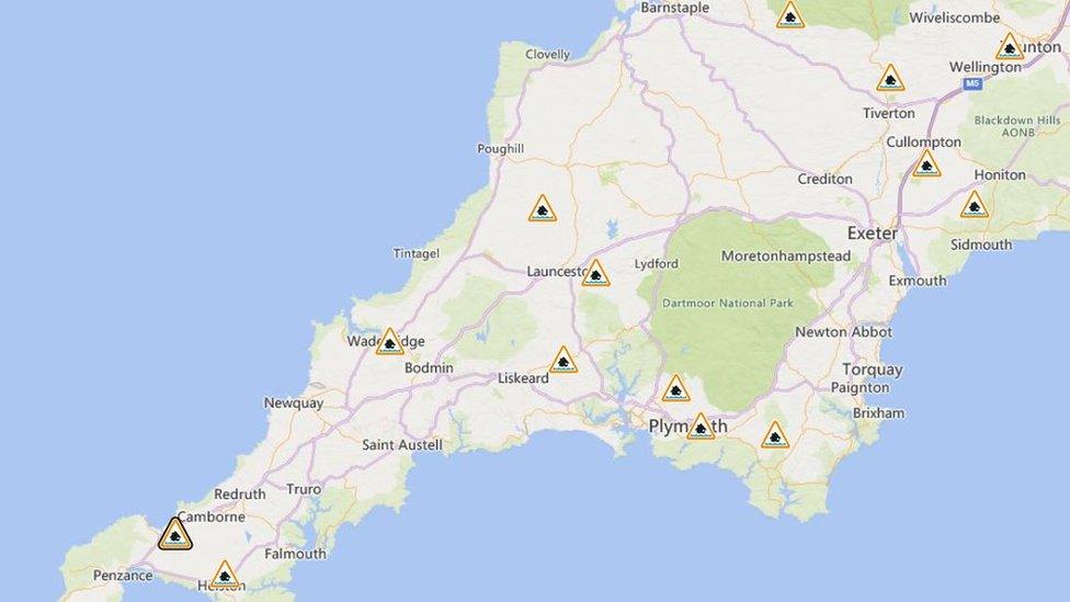 Environment Agency flood map for Devon and Cornwall