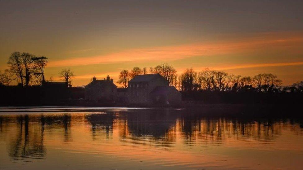 Sunset at Carew castle, Pembrokeshire.