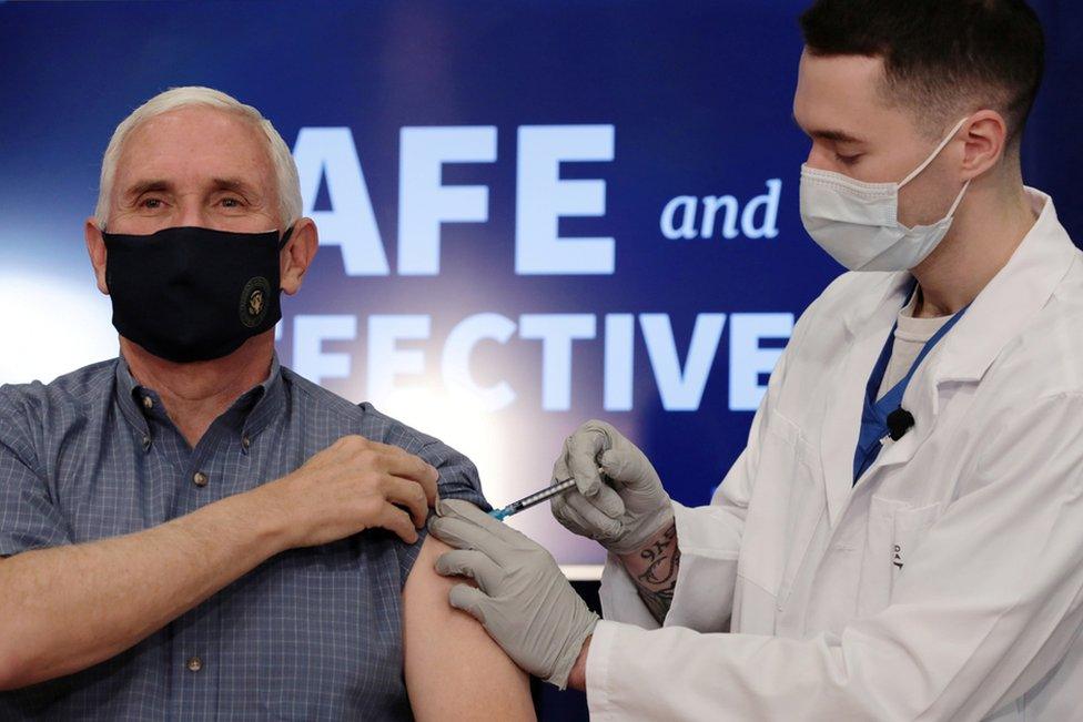 US Vice President Mike Pence receives his Covid-19 vaccine live on television on Friday 18 December