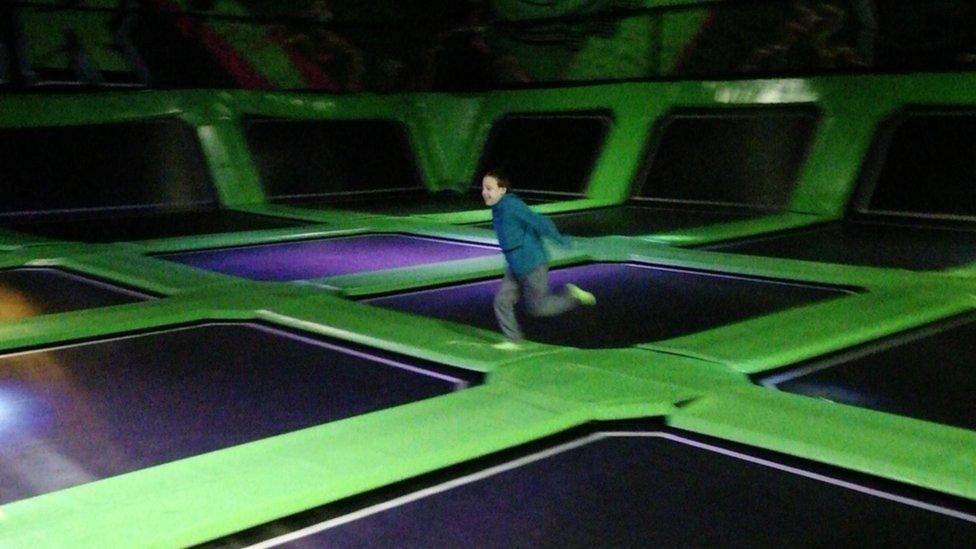 Andrew at the trampoline park.