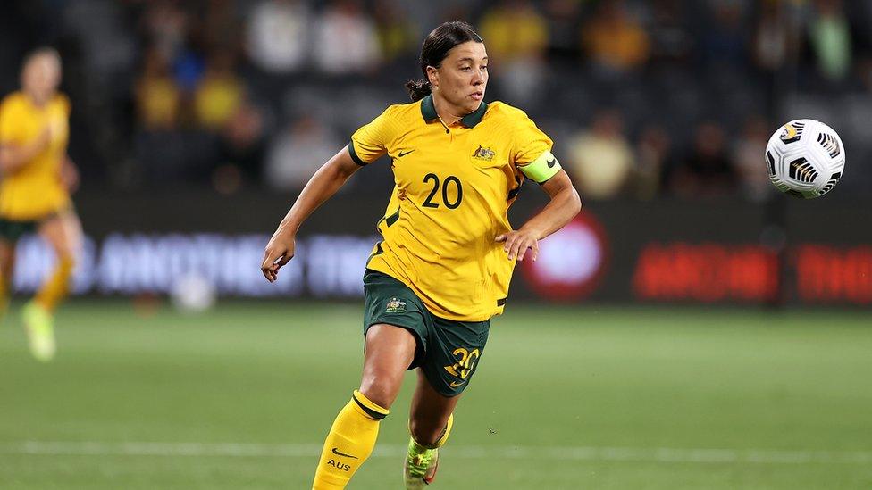 Sam Kerr playing for Australia