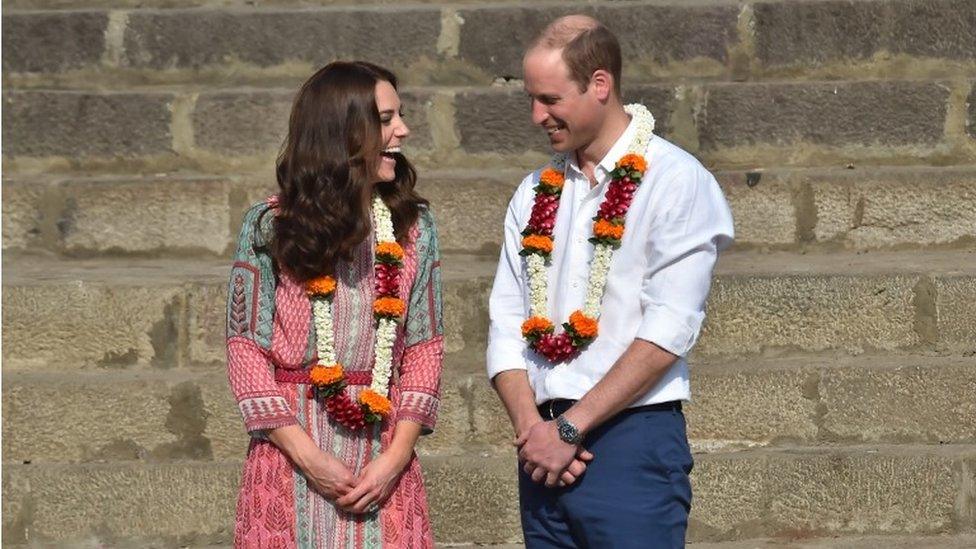 Duke and Duchess of Cambridge at Banganga water tank in Mumbai