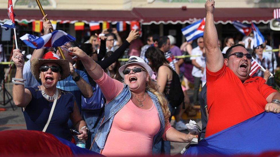 Cubans in Miami, Florida, celebrating the news of Castro's death