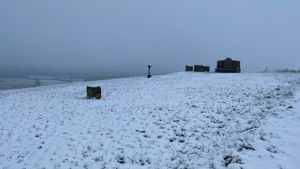 Snow covering Devil's Dyke in the South Downs in Sussex