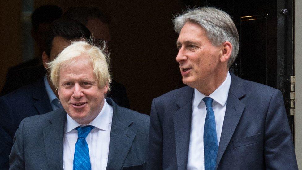 Boris Johnson and Philip Hammond at Downing Street