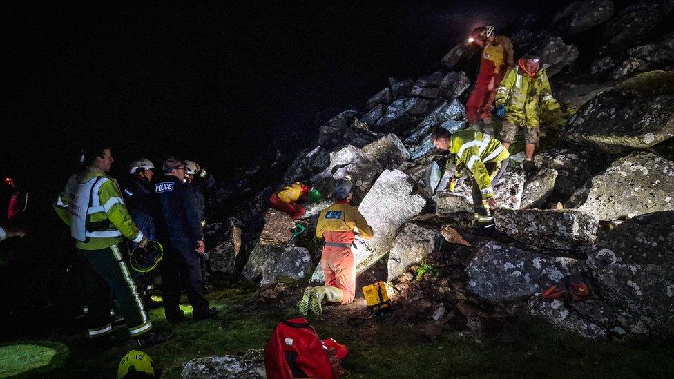 Rescuers at Haytor quarry