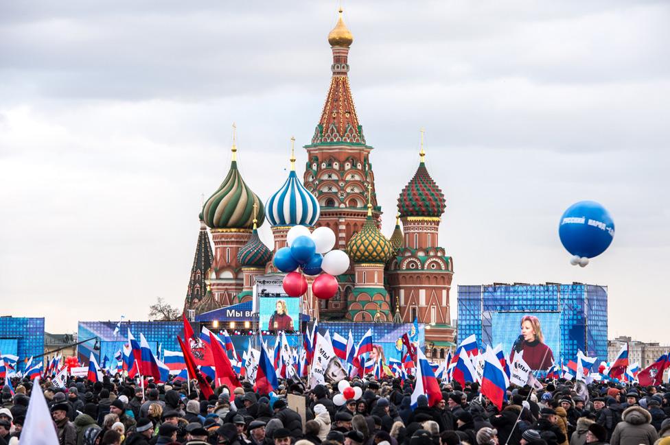 Russian patriotic rally marking Crimea annexation, 18 Mar 14