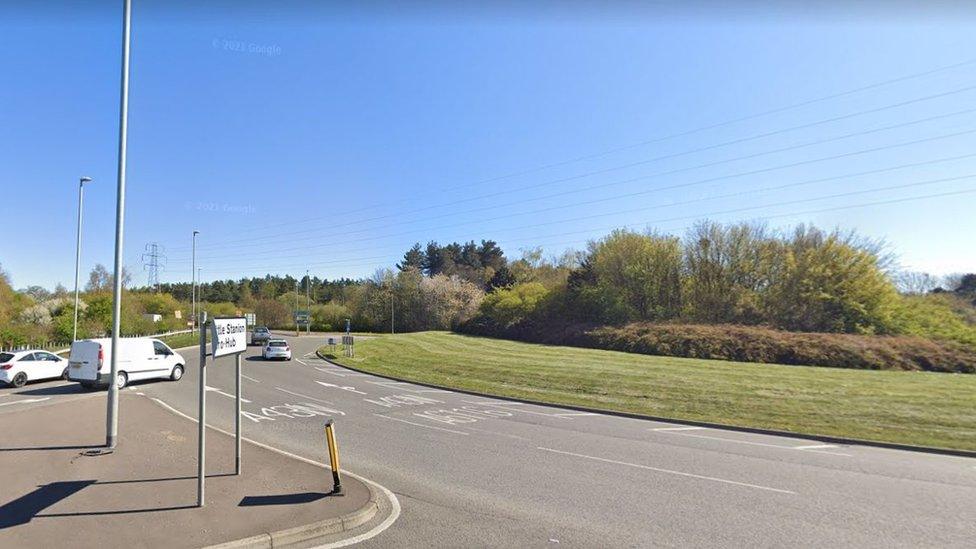 Roundabout on the A43 and the A6116 Steel Road, Corby