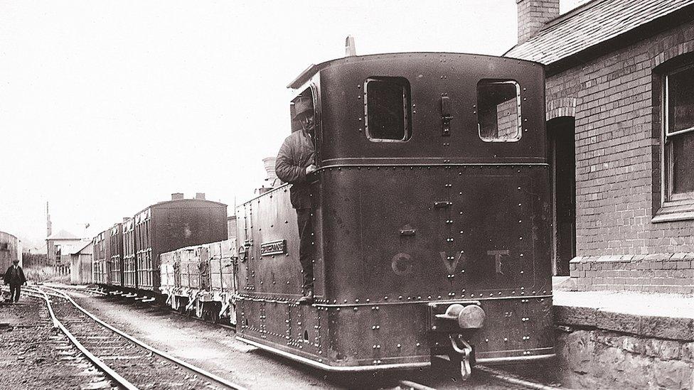 Engine and train at Chirk on Glyn Valley line