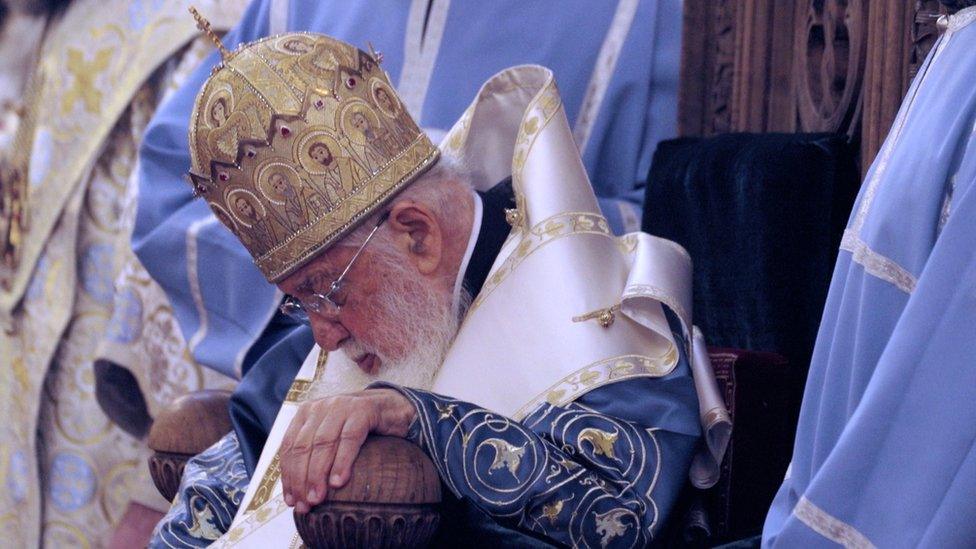 Catholicos-Patriarch Ilia II is the most revered public figure in Georgia in charge of the Church since 1977