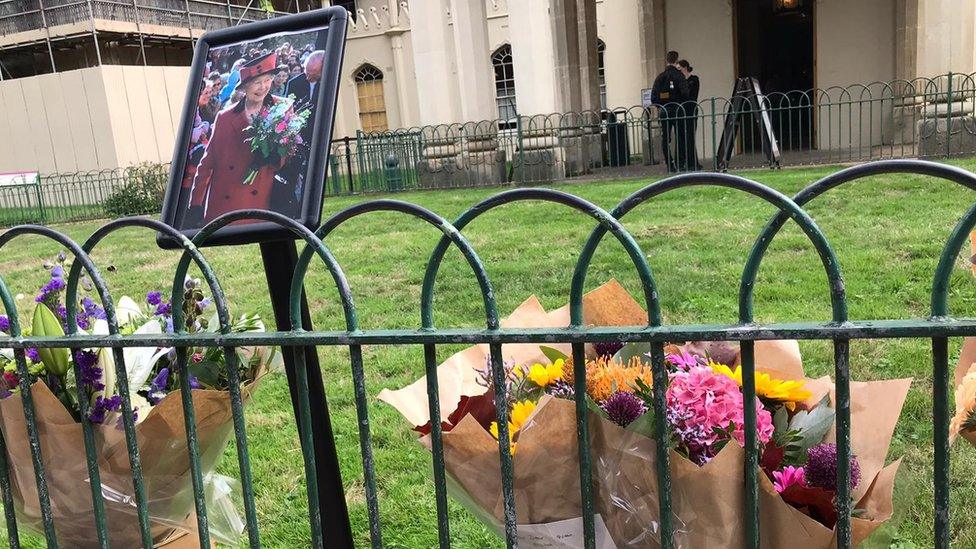 Floral tributes at Brighton Pavilion