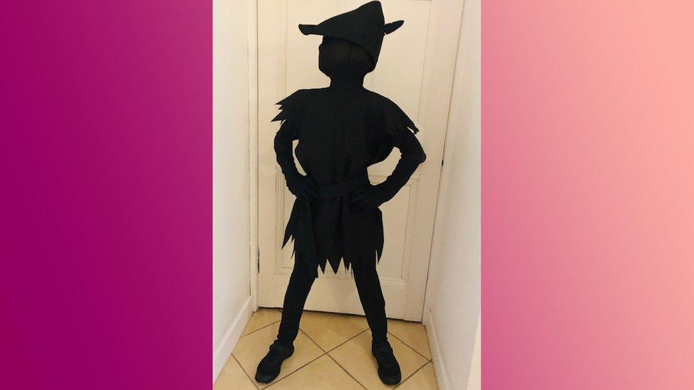 Rory dressed as Peter Pan's shadow