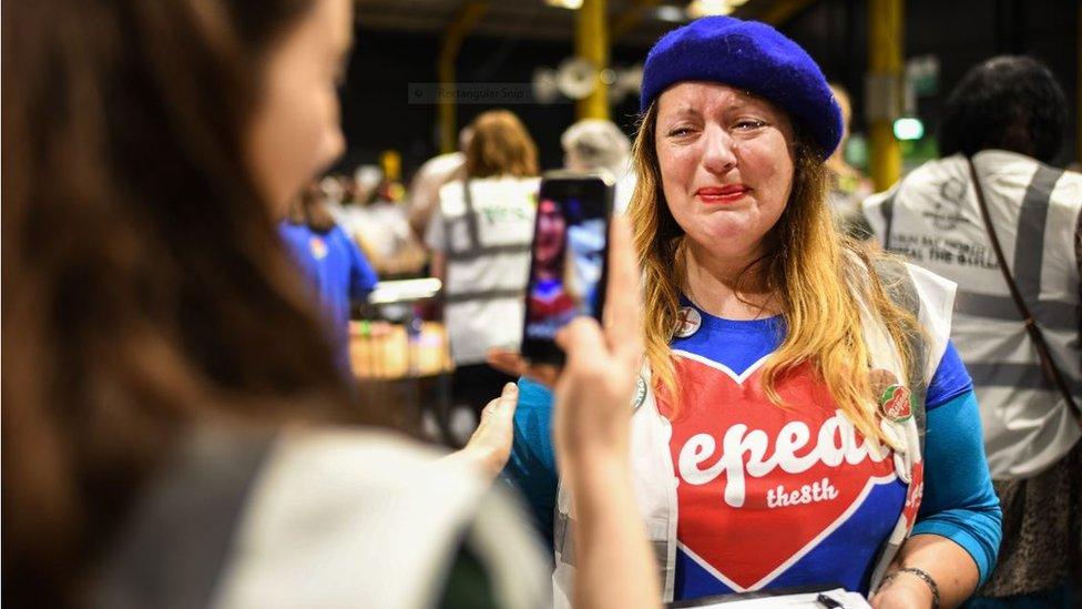 Woman at count centre in Irish abortion referendum