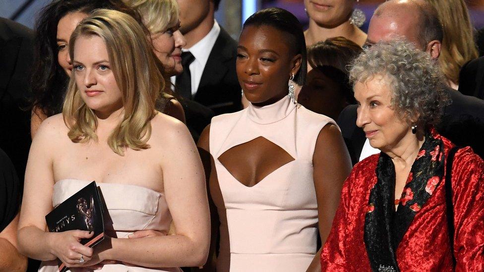 Elisabeth Moss, Samira Wiley and author Margaret Atwood