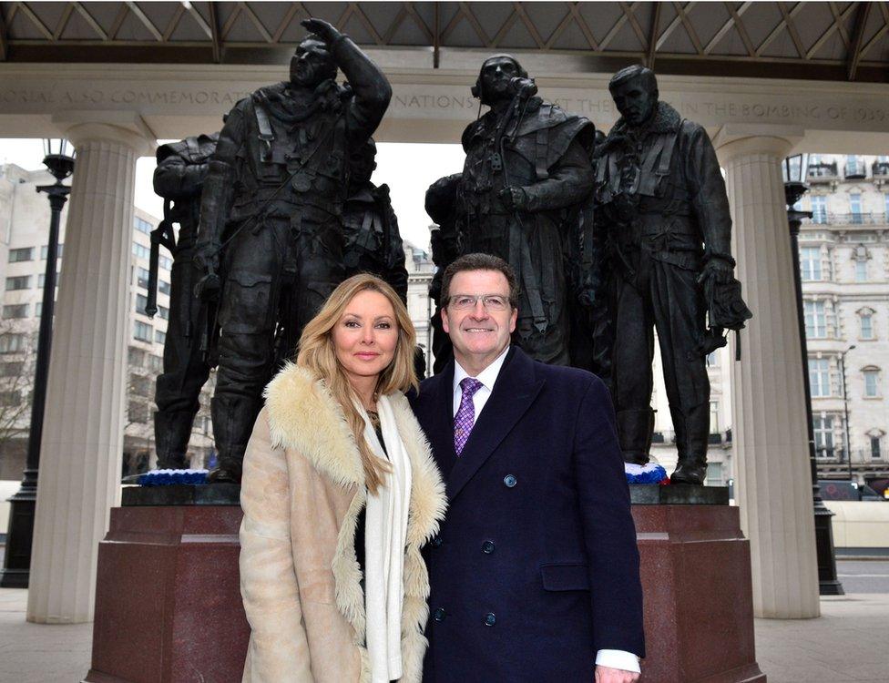 Carol Vorderman and Gulf War veteran John Nichol walked from the Bomber Command Memorial in Green Park