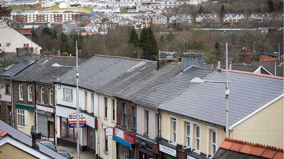 The high street in Ebbw Vale in Blaenau Gwent, Wales.