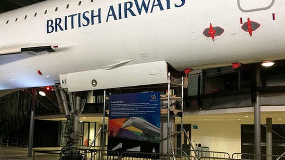 Work begins to get the nose of Concorde Alpha Foxtrot working