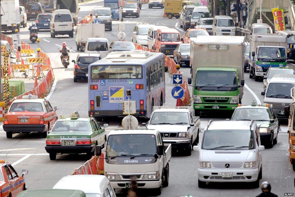 Rush-hour traffic in Tokyo