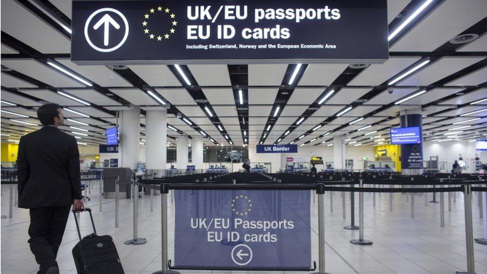 Passengers arriving at Gatwick airport