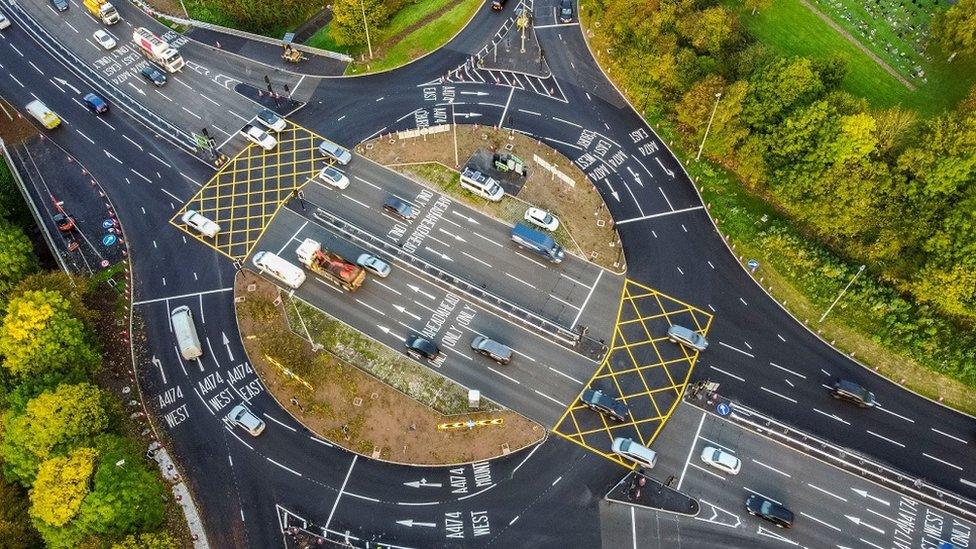 Drone photo of Wraxall Road roundabout