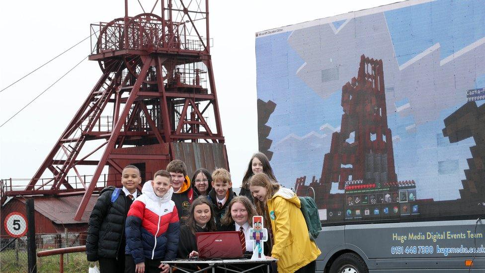 Pupils from Risca Comprehensive try out the game