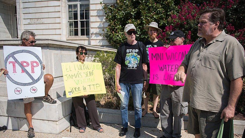 Protesters against TPP