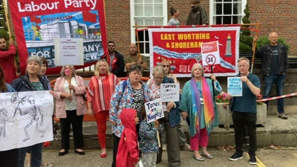 Protesters outside county hall