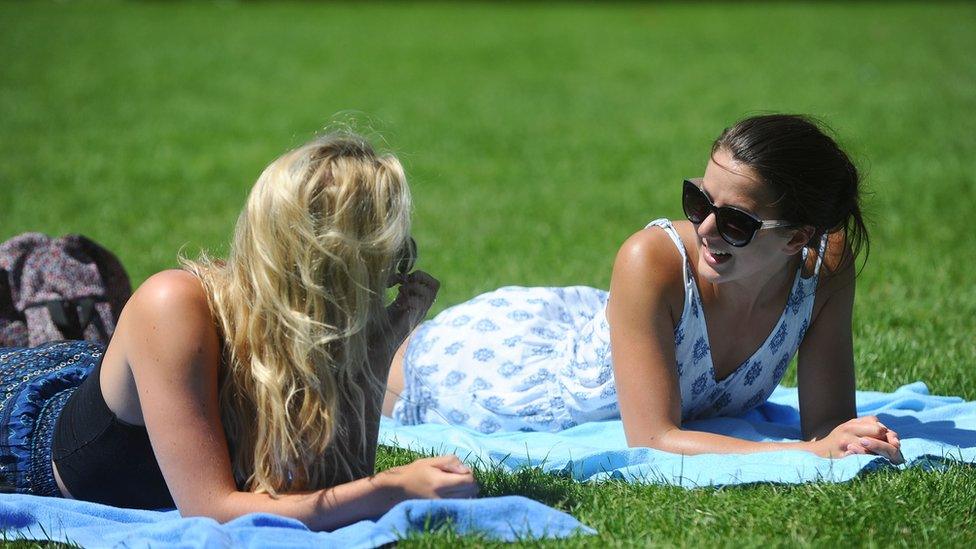 Sunbathers in Cardiff