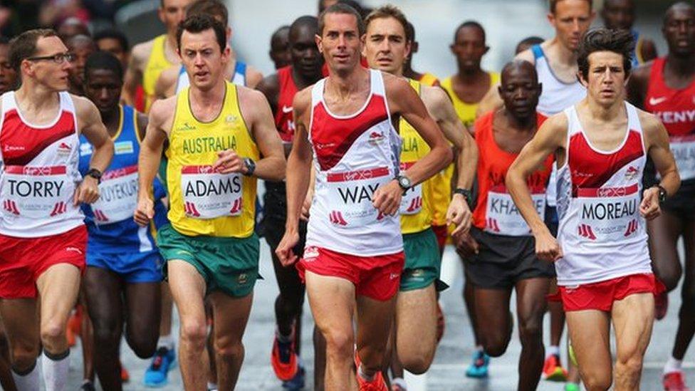 Steve Way running in the 2014 Commonwealth Games marathon event