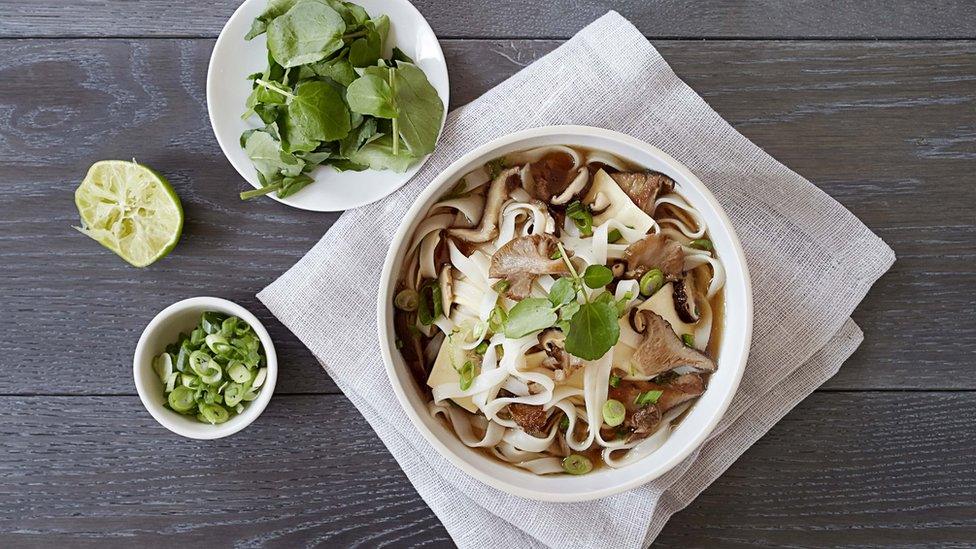 Mushroom Pho with Fresh Tofu Skins