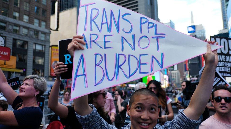 Protester in Times Square, New York